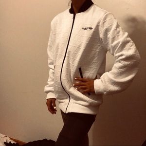 New white Adidas zip up